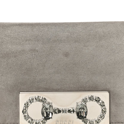 Gucci Suede Crystal Horsebit Clutch Grey 9 of 12