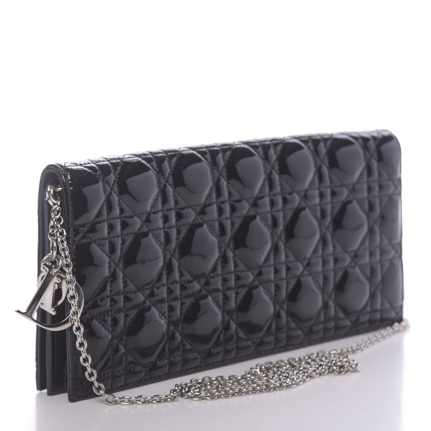 Christian Dior Patent Cannage Lady Dior Convertible Clutch Black 3 of 9