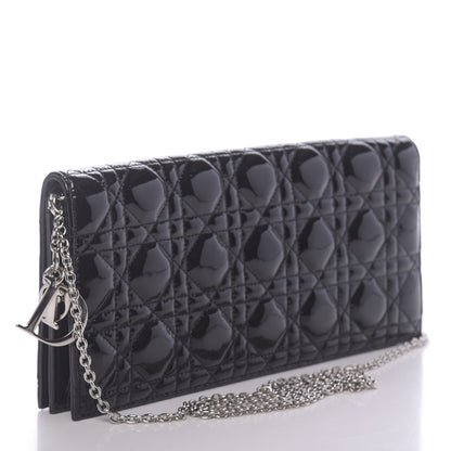 Christian Dior Patent Cannage Lady Dior Convertible Clutch Black 3 of 9