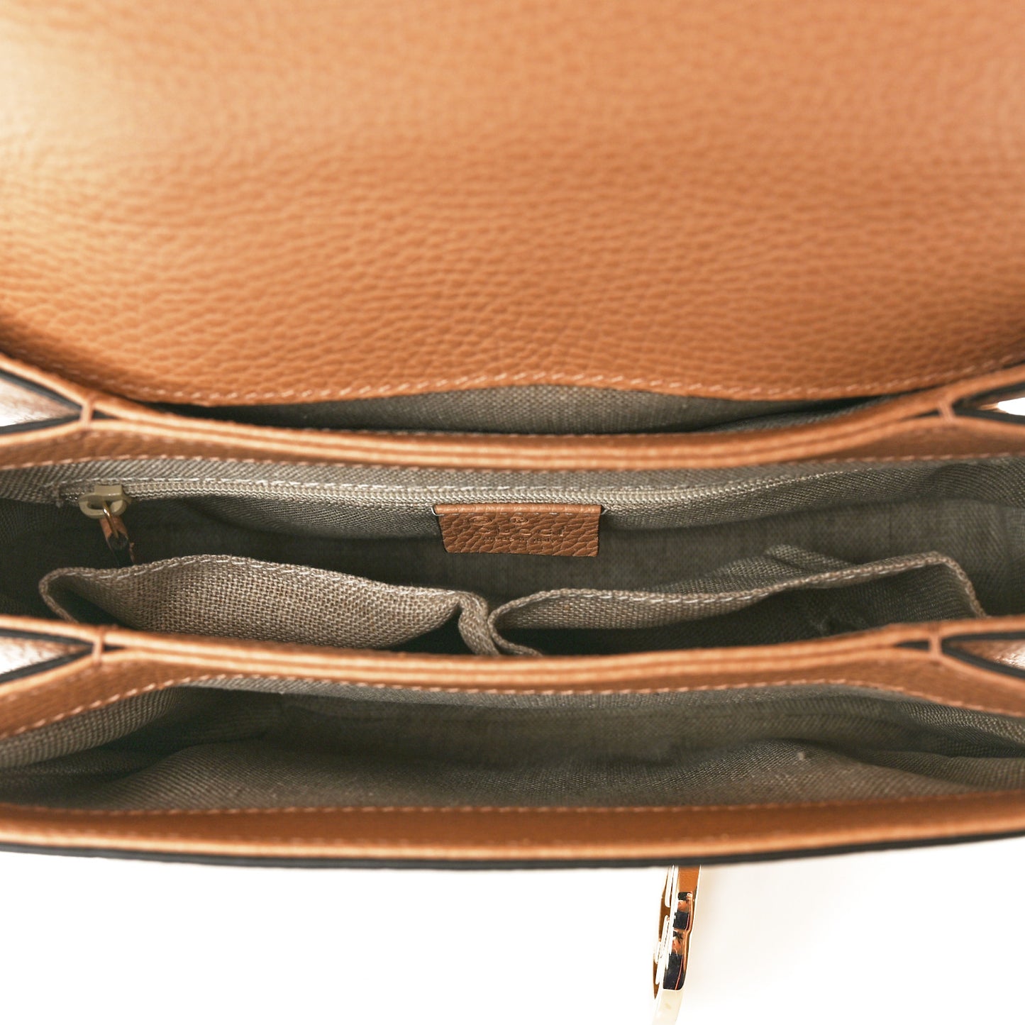 Dollar Calfskin Interlocking G Top Handle Shoulder Bag Camelia