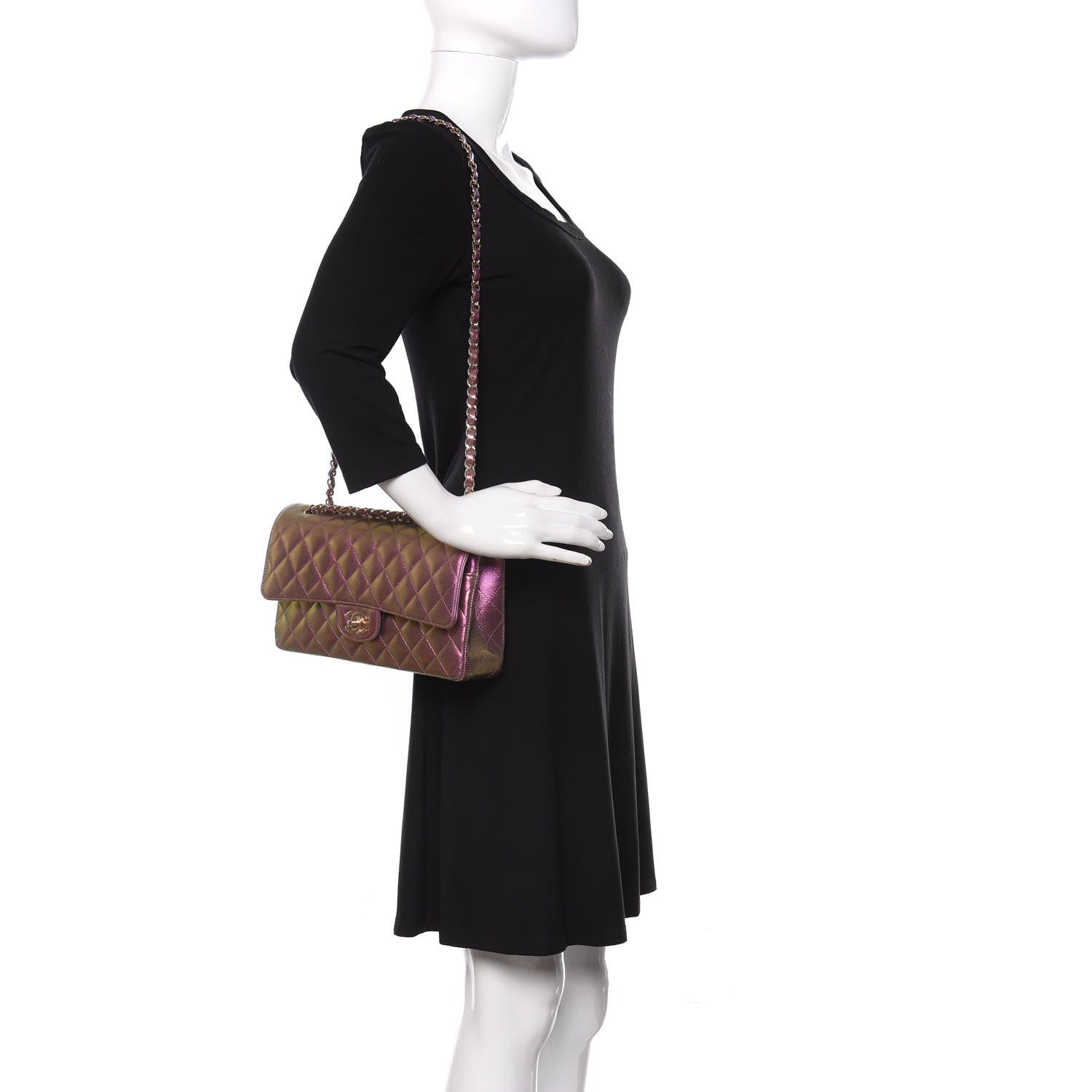 Chanel Iridescent Lambskin Quilted Medium Double Flap Purple 2 of 11