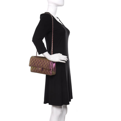 Chanel Iridescent Lambskin Quilted Medium Double Flap Purple 2 of 11