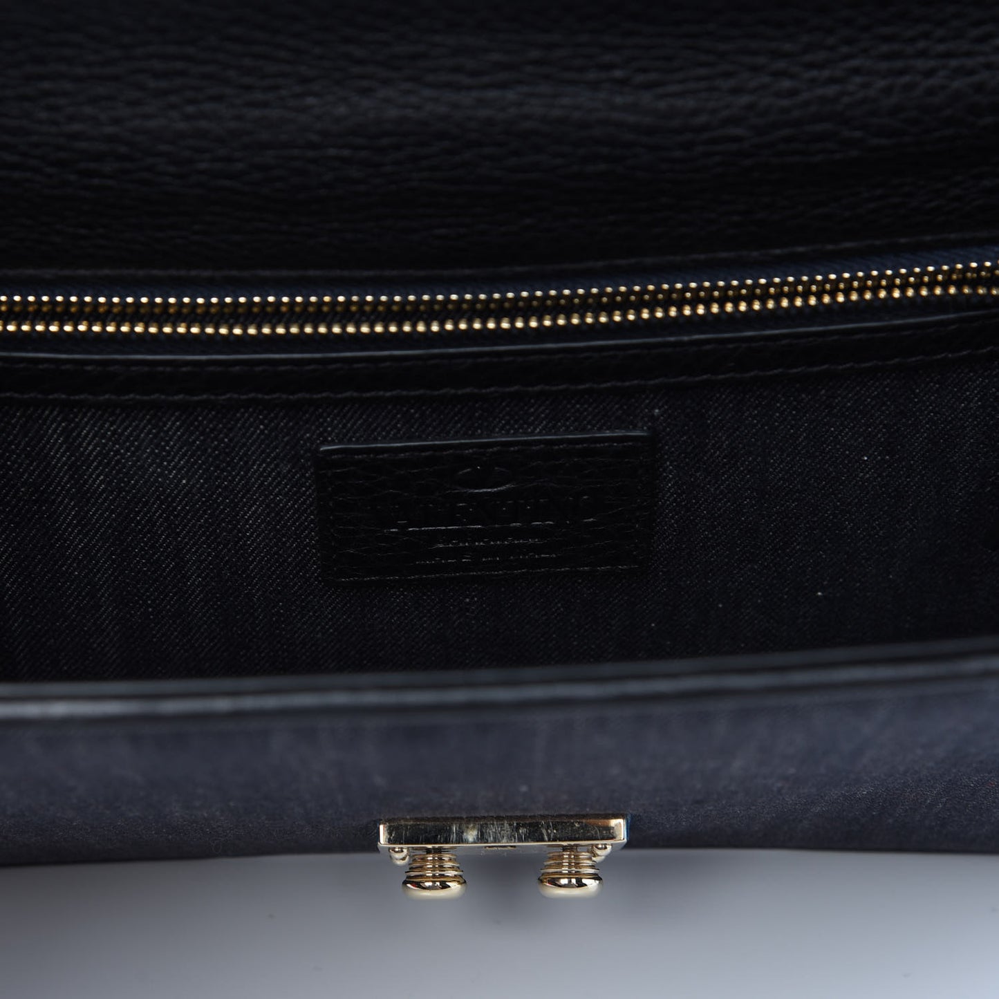 Denim Medium Glam Lock Rockstud Flap Deep Denim