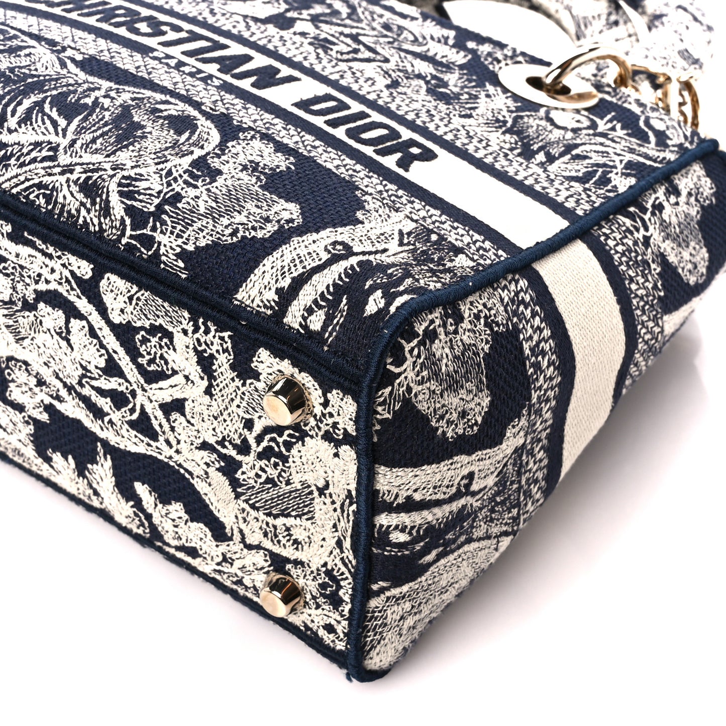 Canvas Toile De Jouy Reverse Embroidered Medium Lady D-Lite Navy