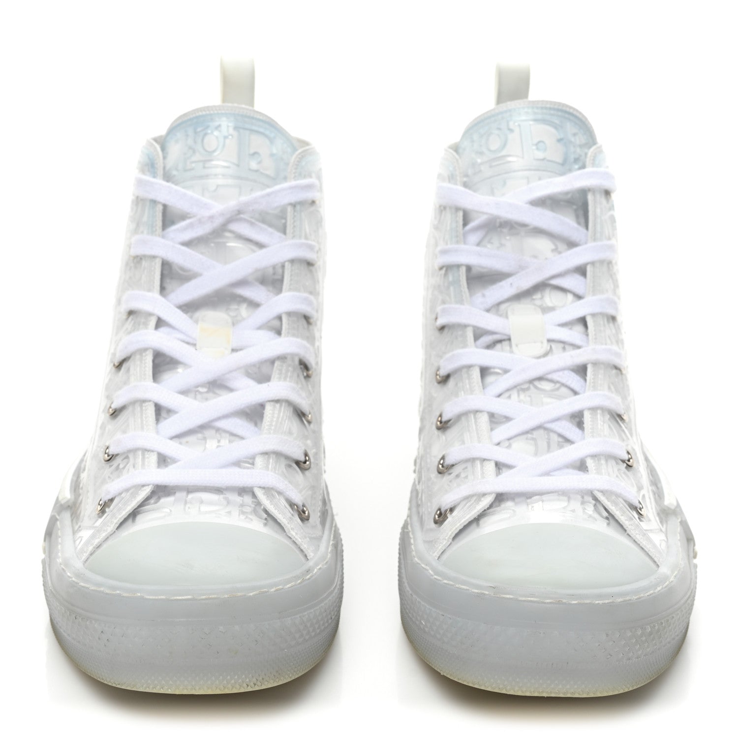 Christian Dior PVC Oblique Embossed Mens B23 High Top Sneakers 44 White 2 of 13