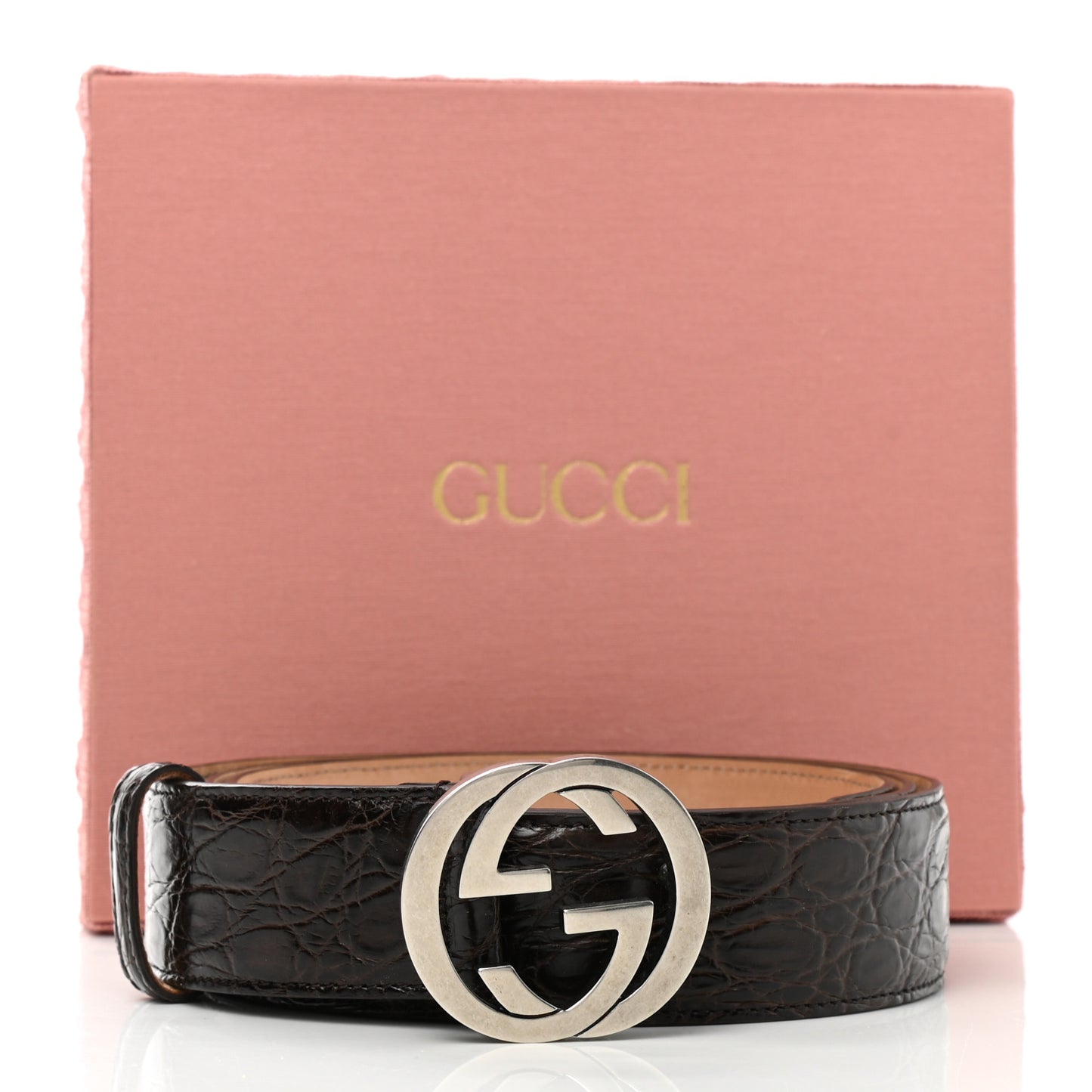Crocodile Interlocking G 37mm Belt 80 32 Brown