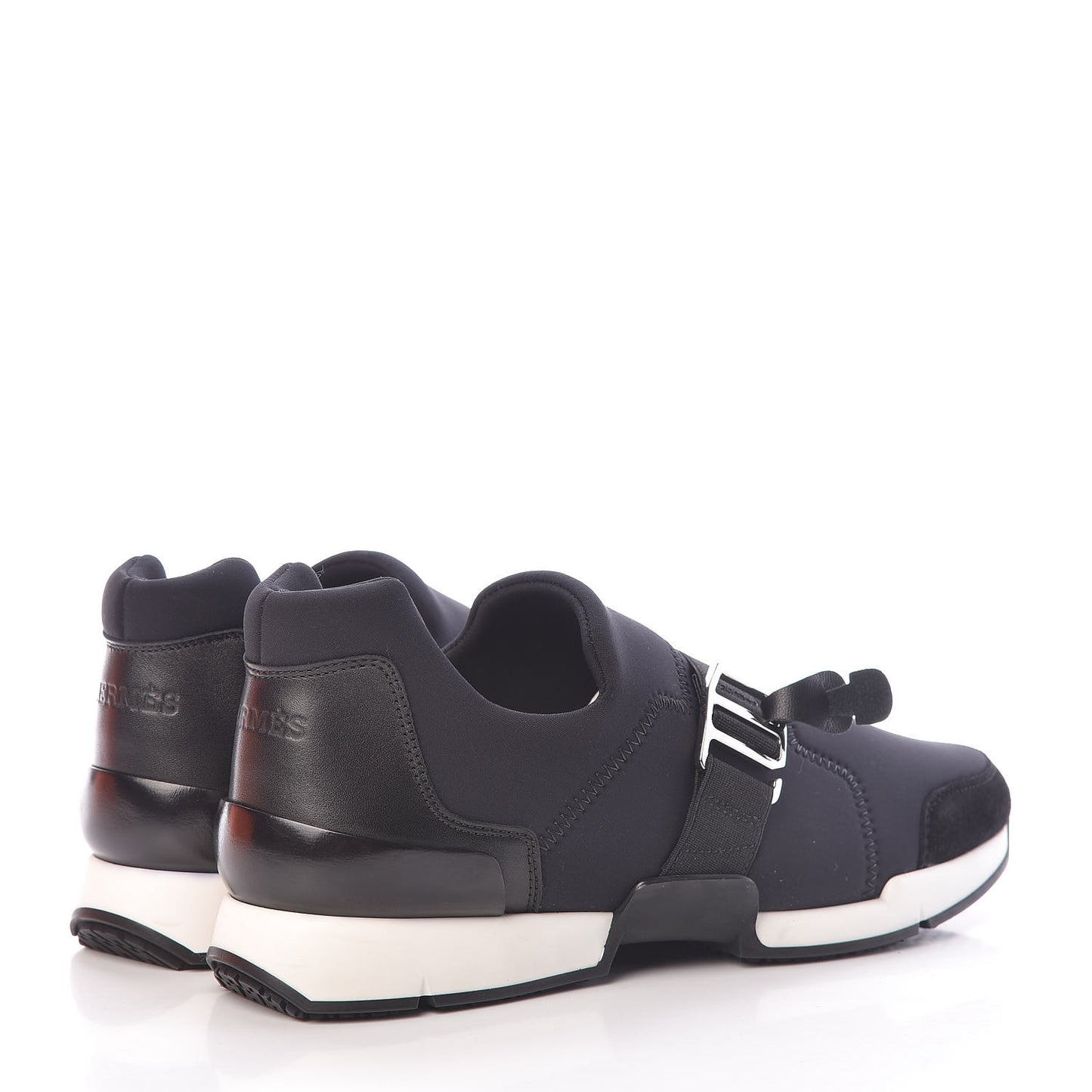 Technical Canvas Calfskin Run Sneakers 36 Black