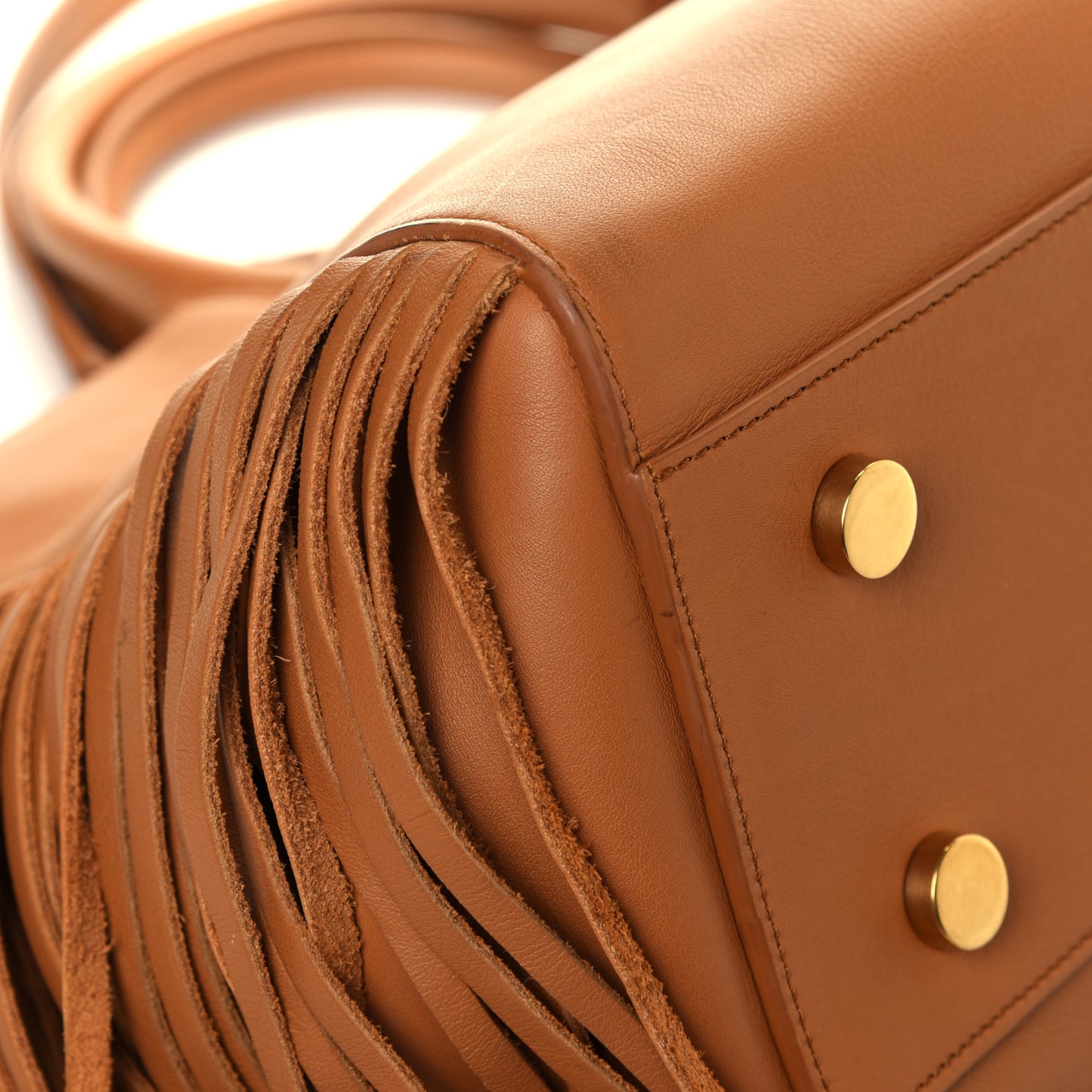 Calfskin Small Rive Gauche Fringe Tote Tan