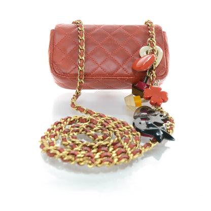 Chanel Lambskin Quilted Cruise Charm Mini Flap Red 3 of 13