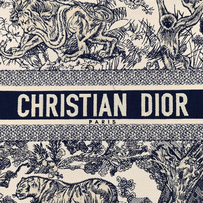Christian Dior Canvas Embroidered Large Dioriviera Toile De Jouy Book Tote Blue 11 of 12
