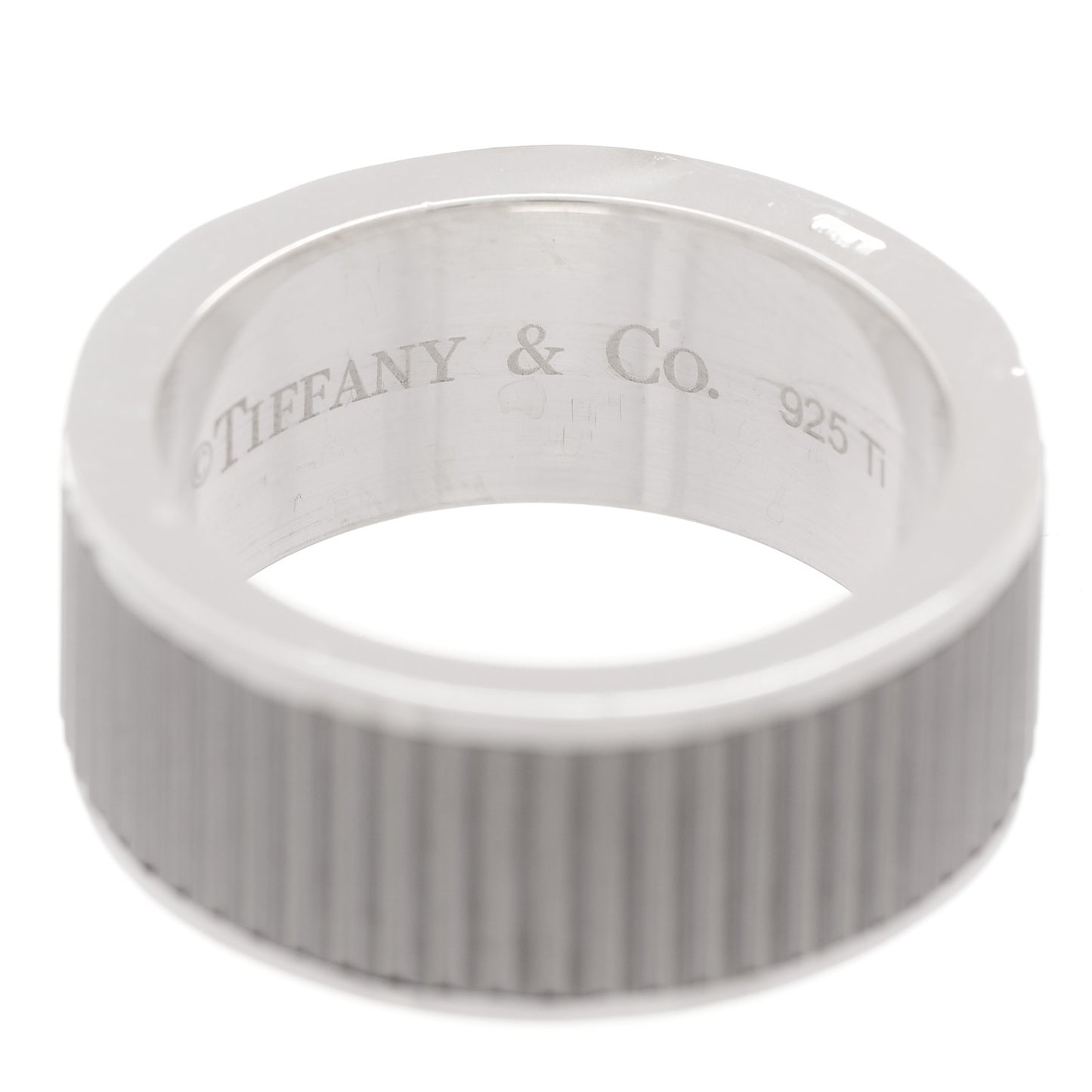 Sterling Silver Titanium Coin Edge Ring 54 7
