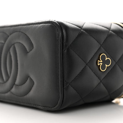 Chanel Lambskin Quilted Enamel Coco Casino Small Vanity Case With Chain Black 10 of 14