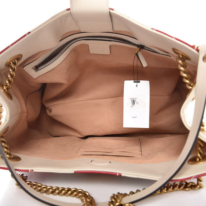 Gucci Calfskin Matelasse Trompe L'Oeil Print Medium GG Marmont Shoulder Tote Mystic White Hibiscus Red Marine Giallo 5 of 11