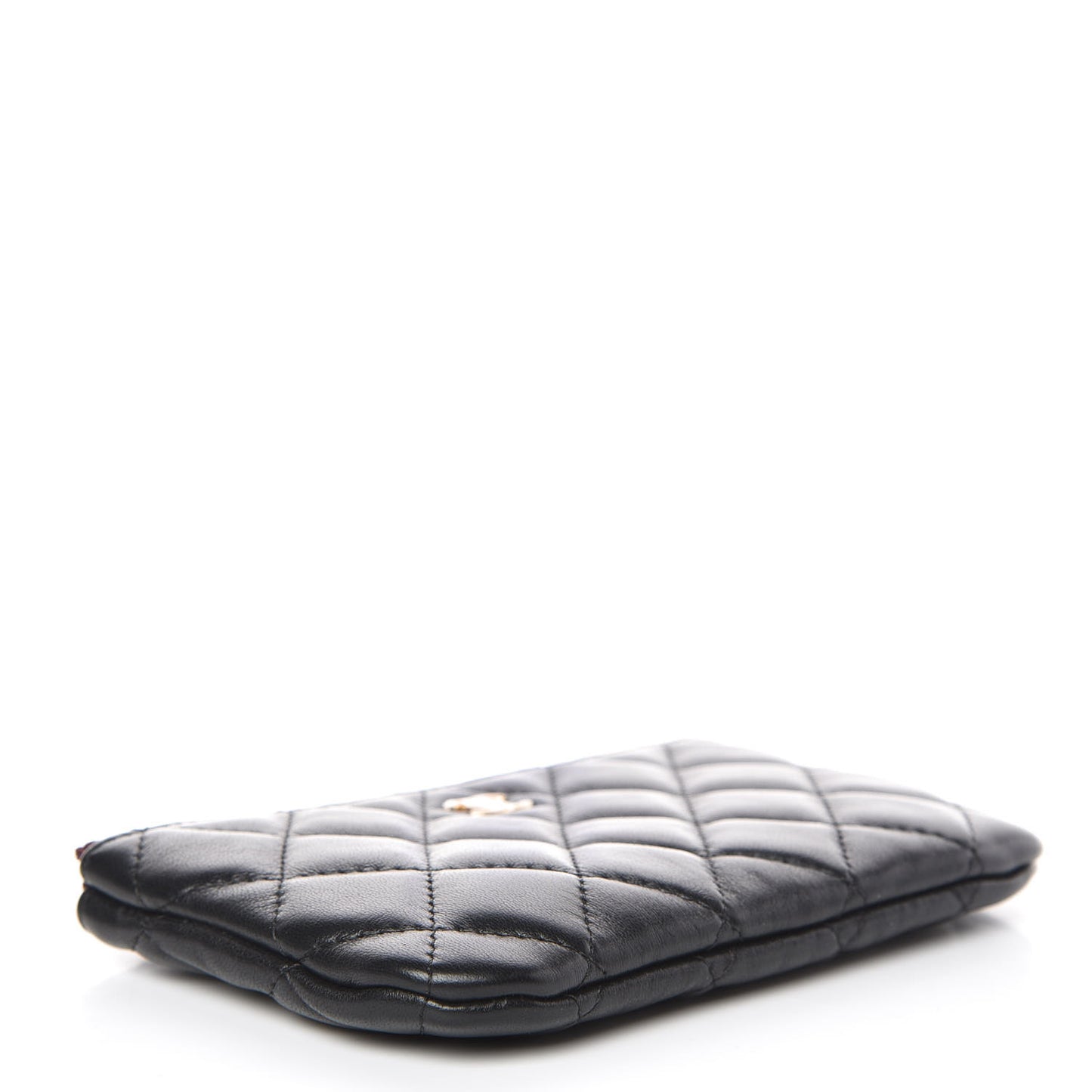 Lambskin Quilted Small Cosmetic Case Black