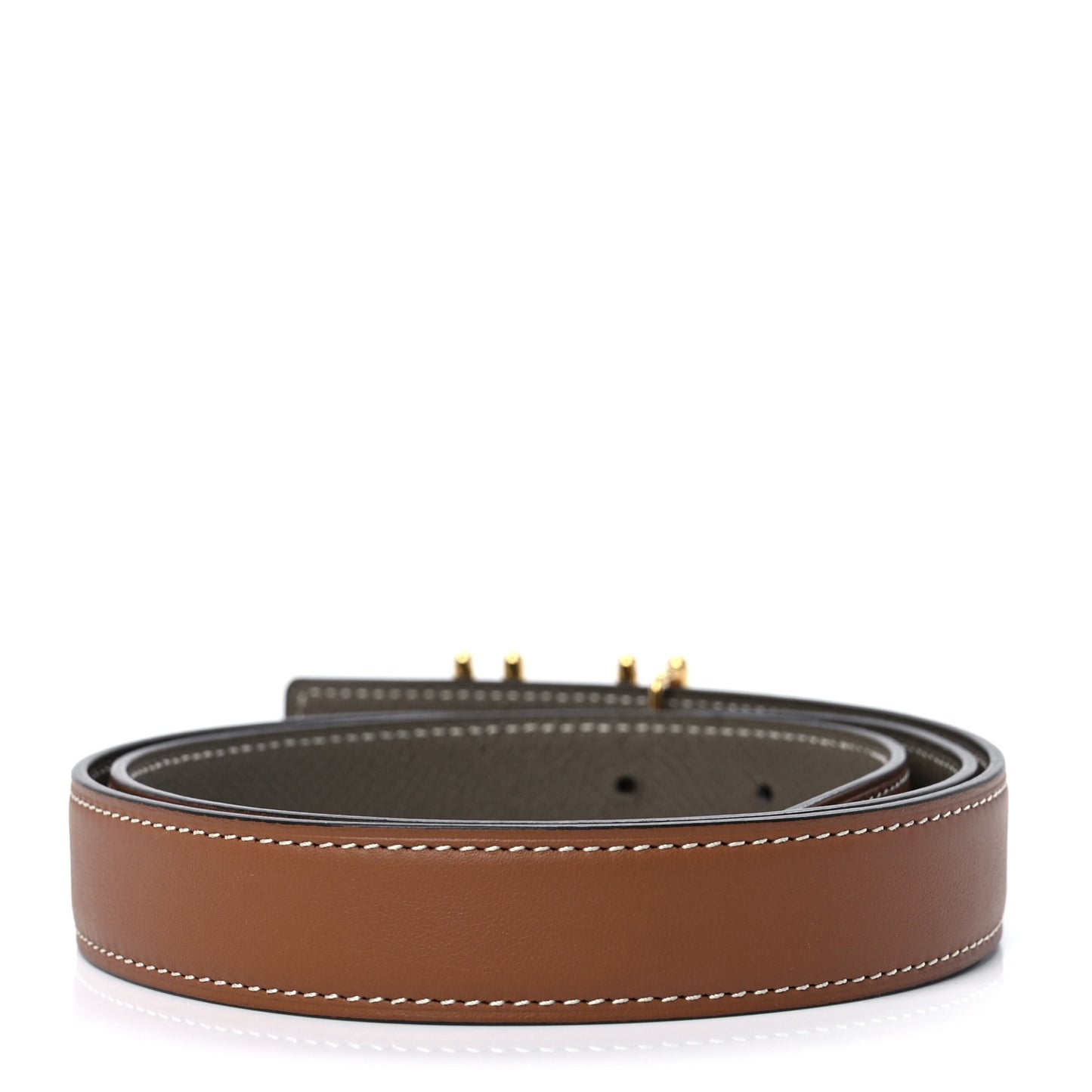 Swift Epsom 24mm H au Carre Twist Belt 85 Gold Etoupe