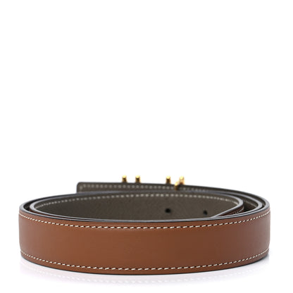 Hermes Swift Epsom 24mm H au Carre Twist Belt 85 Gold Etoupe 2 of 4
