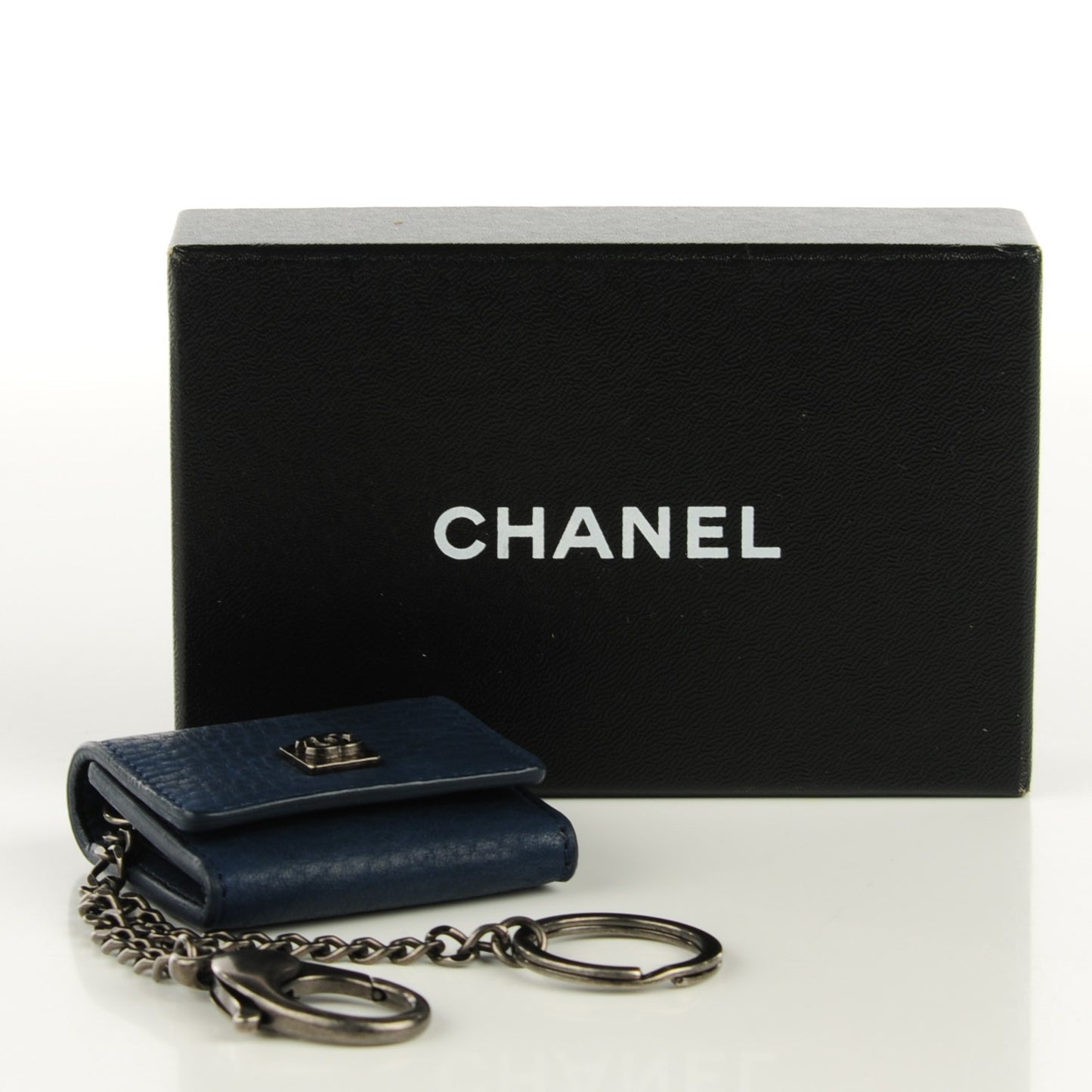 Deerskin Mini Key Chain Charm Dark Blue