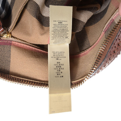 Burberry Lambskin Broguing Small Orchard Bowling Bag Dark Tan 8 of 14