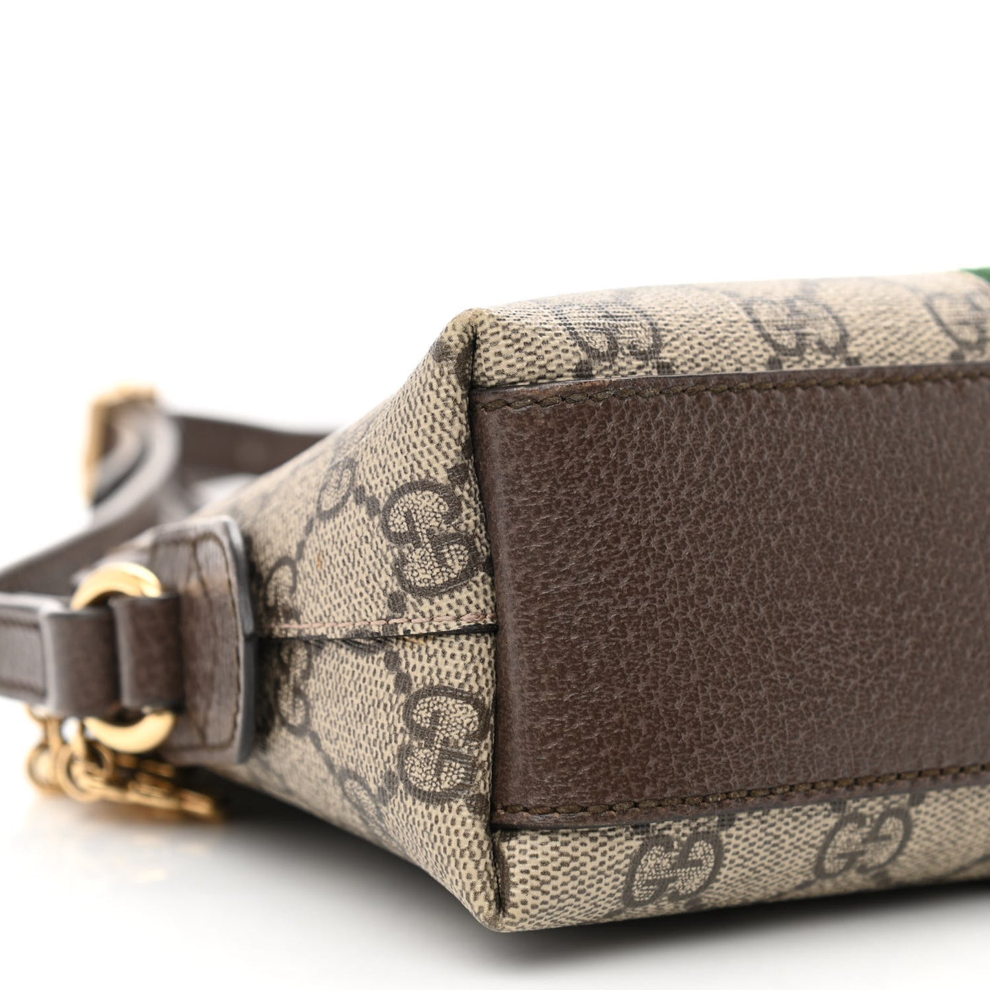 GG Supreme Monogram Textured Dollar Calfskin Web Small Ophidia Dome Shoulder Bag Beige Ebony New Acero