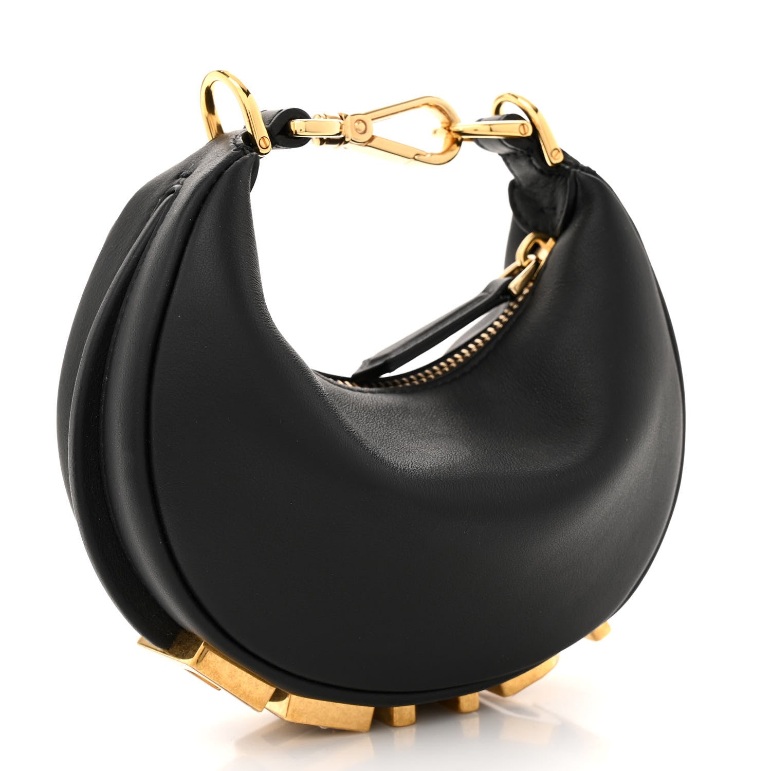 Fendi Vitello Grace Matte Nano Fendigraphy Hobo Charm Black 3 of 10