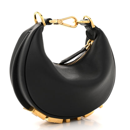 Fendi Vitello Grace Matte Nano Fendigraphy Hobo Charm Black 3 of 10