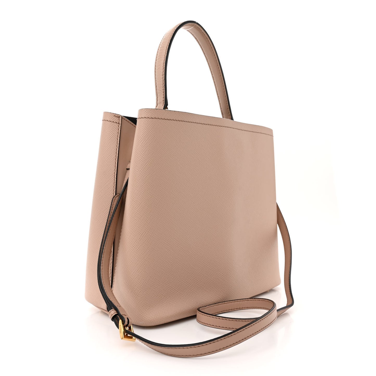 Saffiano Cuir Panier Bucket Bag Cipria Black