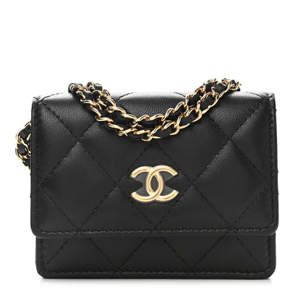 Chanel Lambskin Quilted Flap Card Holder With Cuff Black 3 of 12