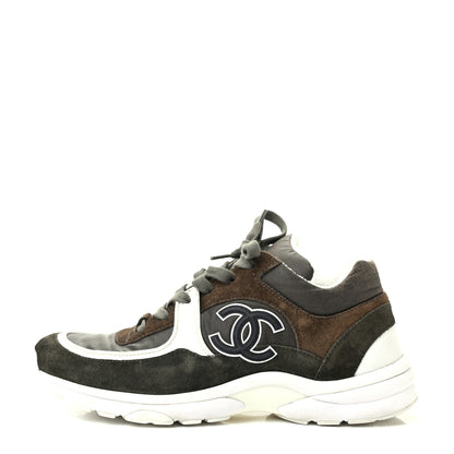 Chanel Fabric Calfskin Suede CC Sneakers 39.5 Khaki 1 of 7