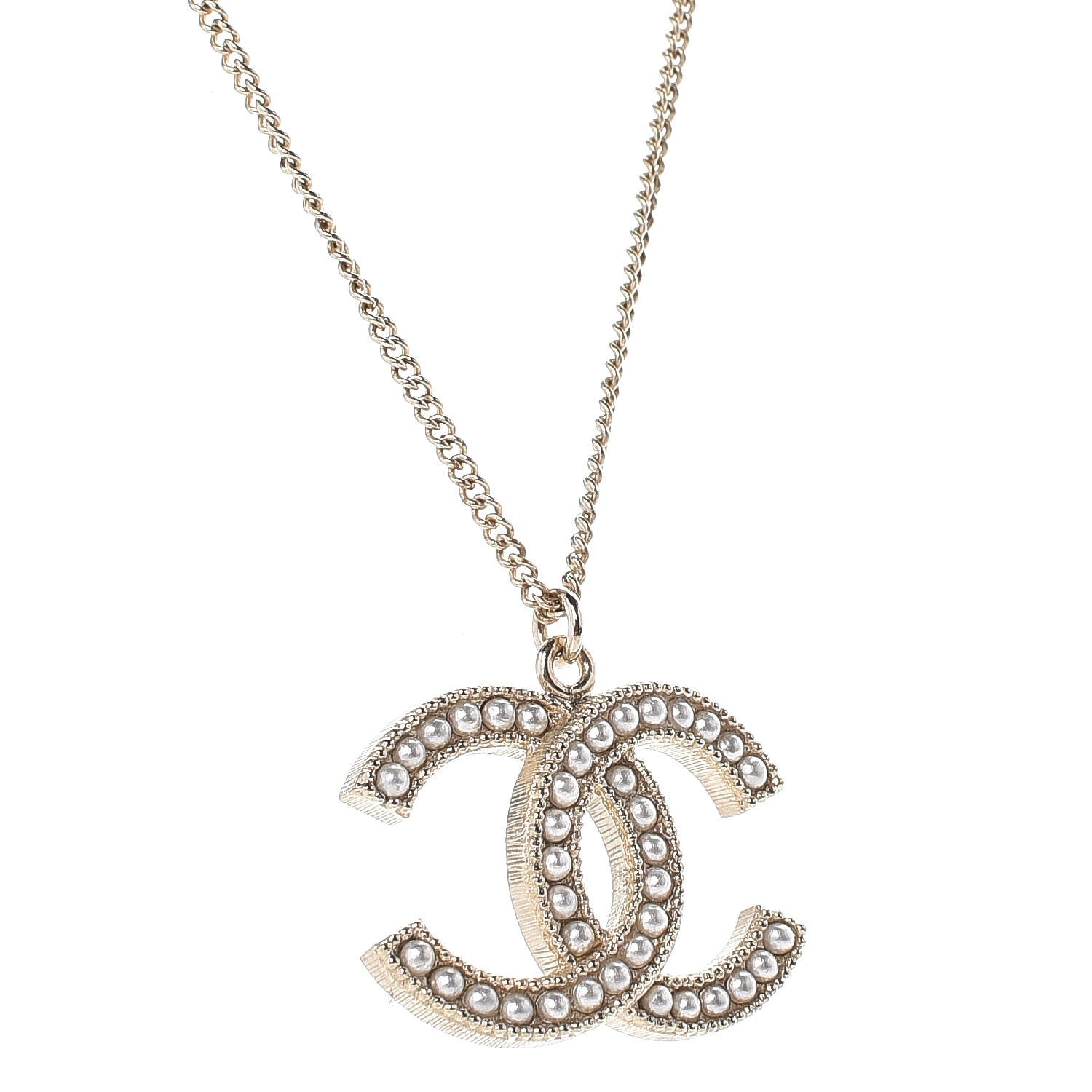 Chanel Pearl CC Pendant Necklace Gold 4 of 6