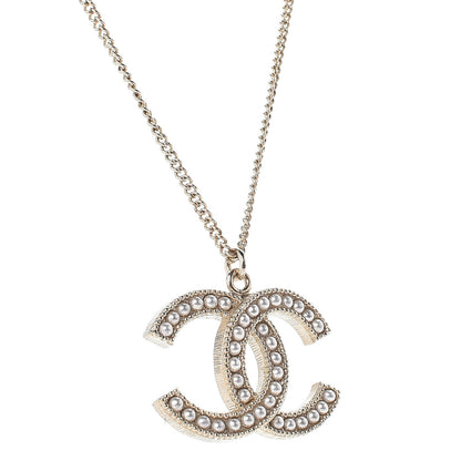 Chanel Pearl CC Pendant Necklace Gold 4 of 6