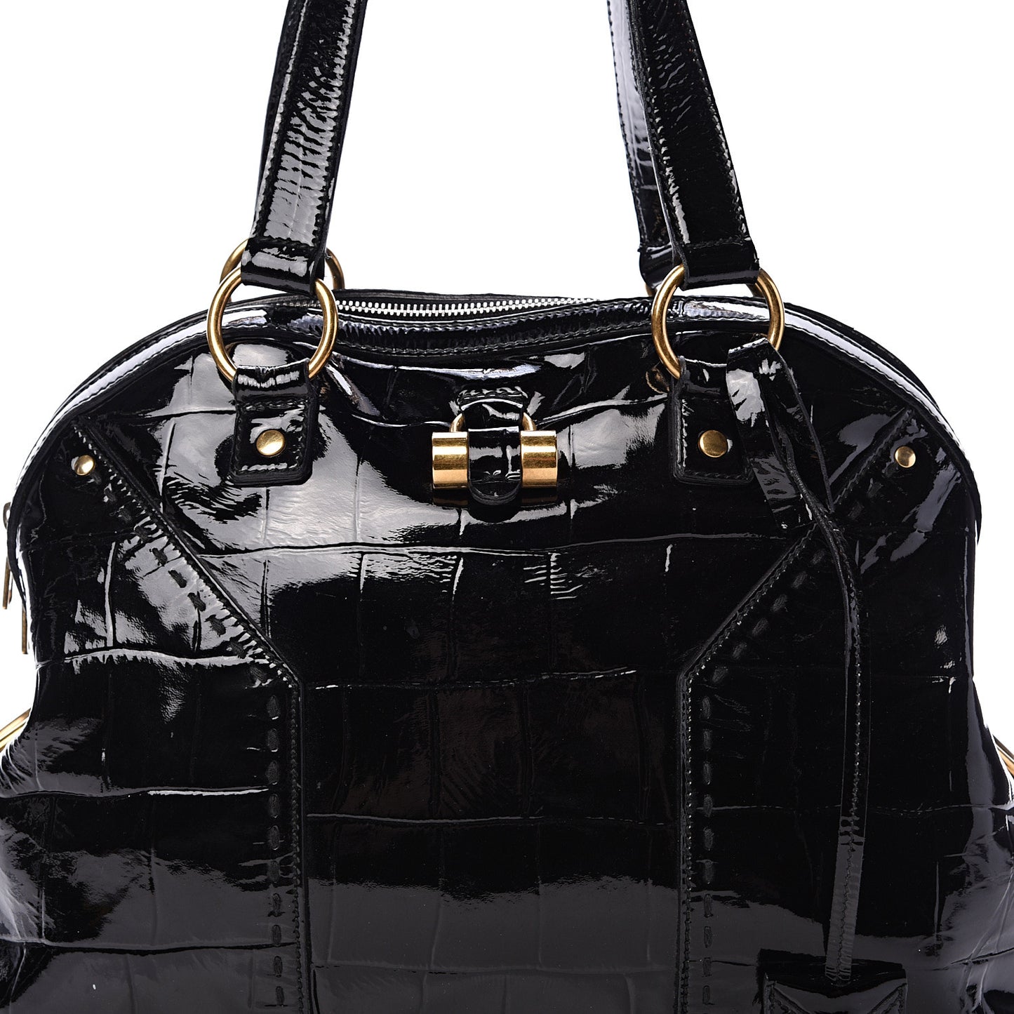Crocodile Embossed Patent Large Muse Black