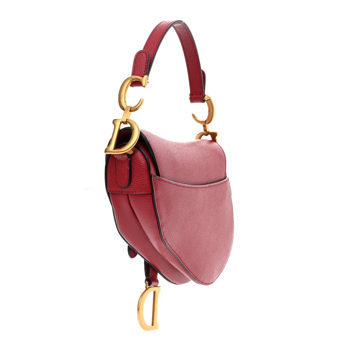 Grained Calfskin Mini Saddle Bag Red