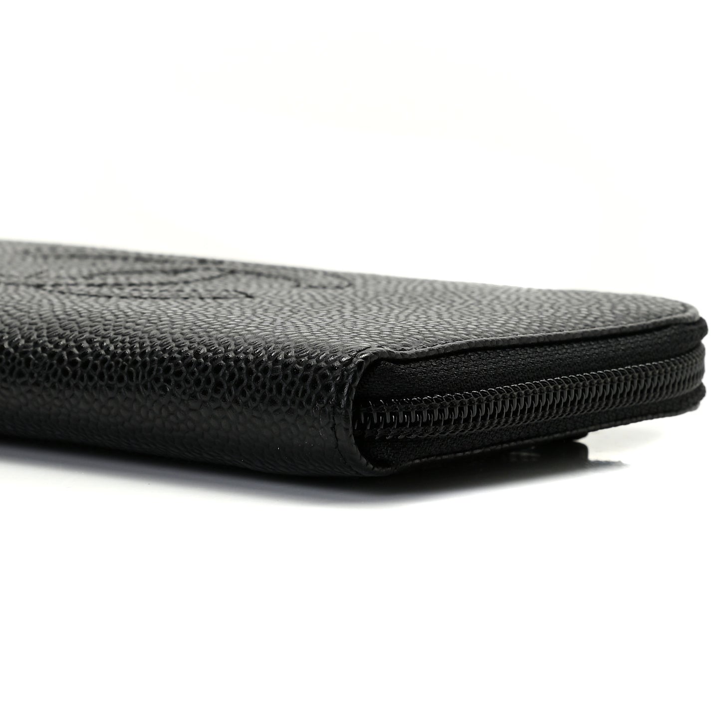 Caviar Large Timeless CC Zip Around Wallet Black