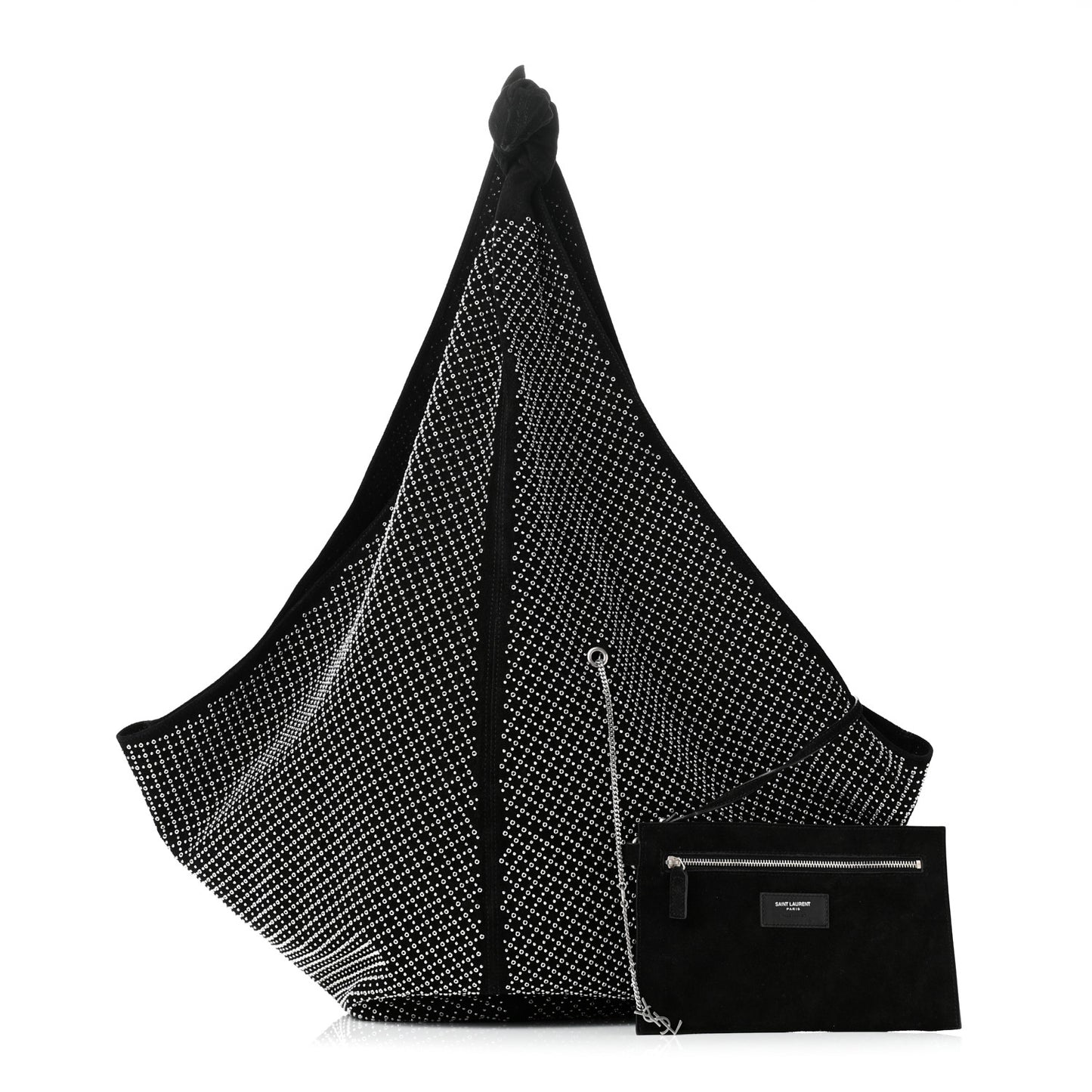 Suede Studded Hobo Bag Black