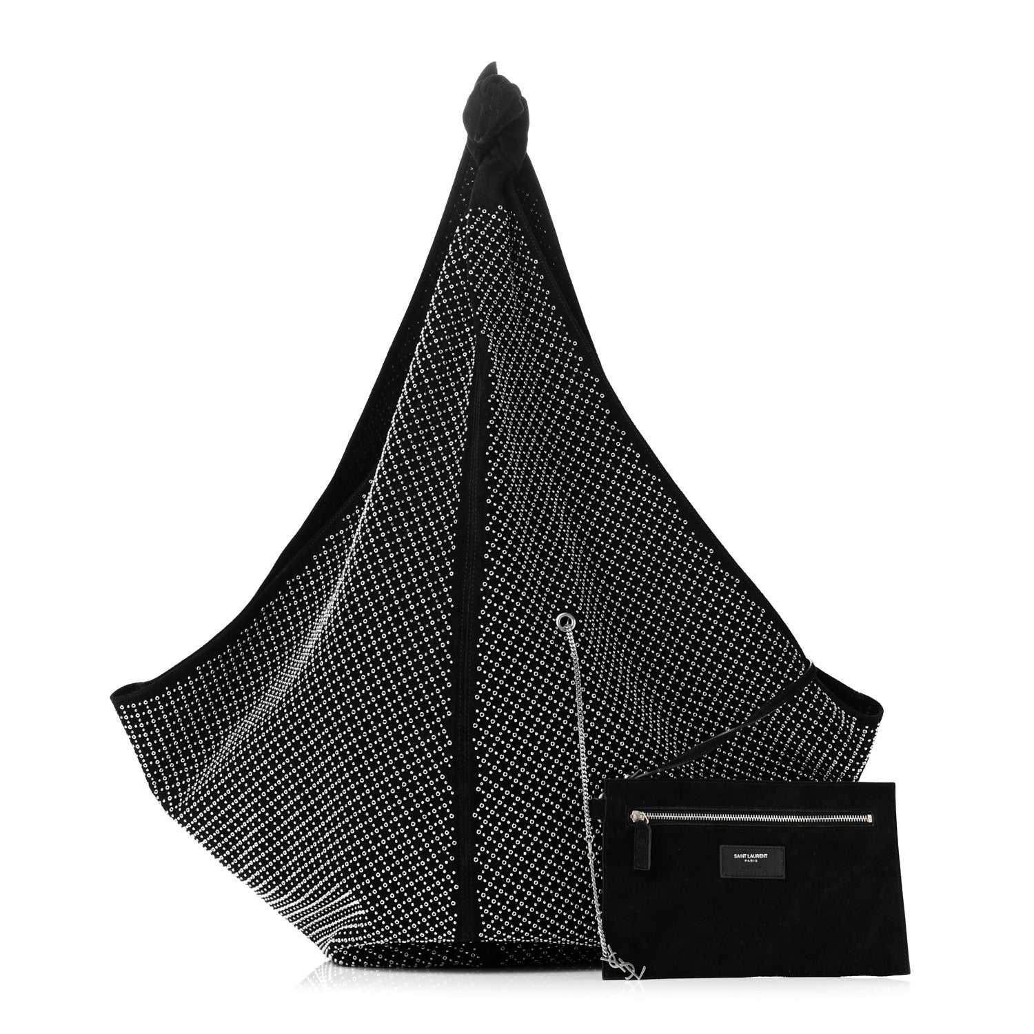 Saint Laurent Suede Studded Hobo Bag Black 1 of 10