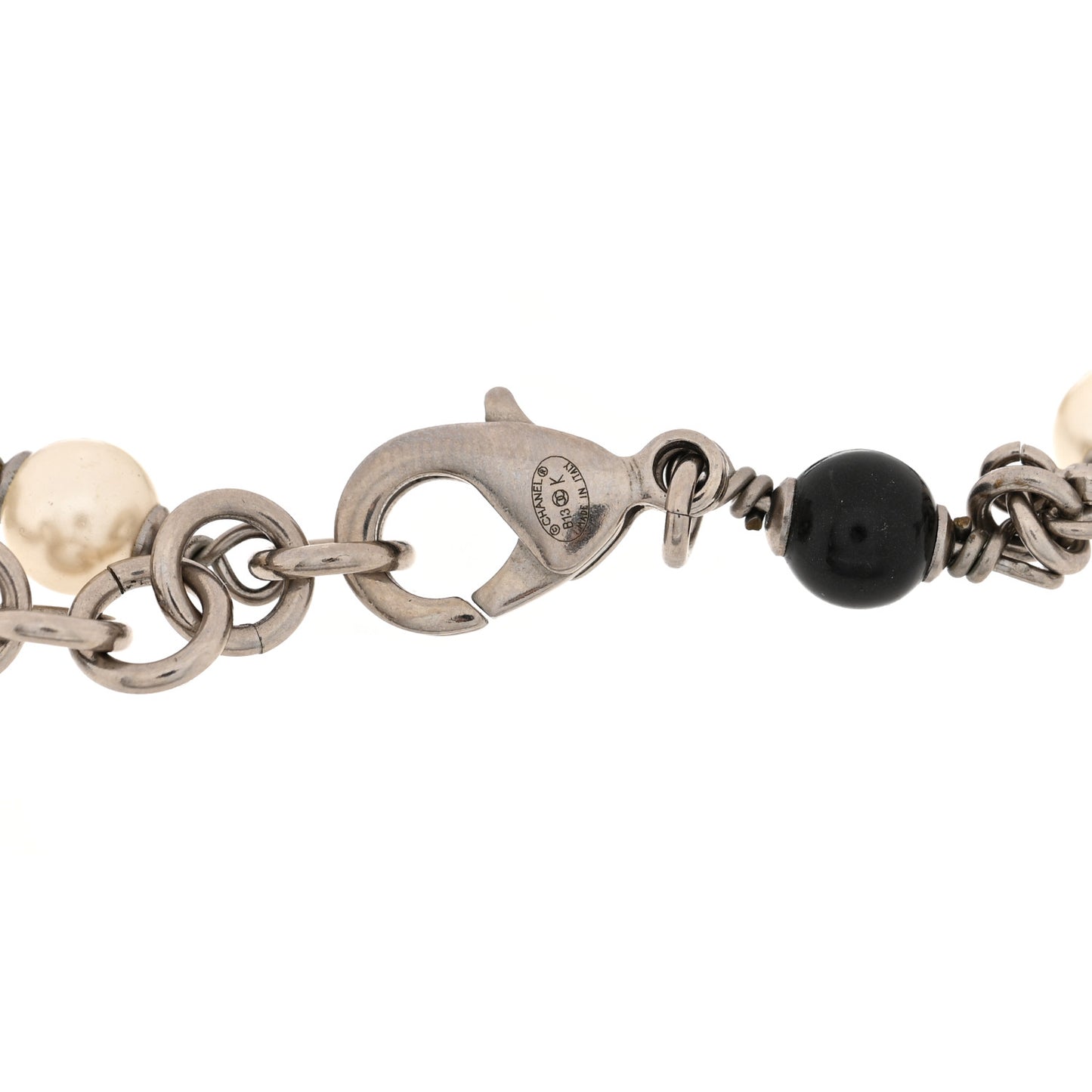 Pearl Beaded Charm Bracelet Silver