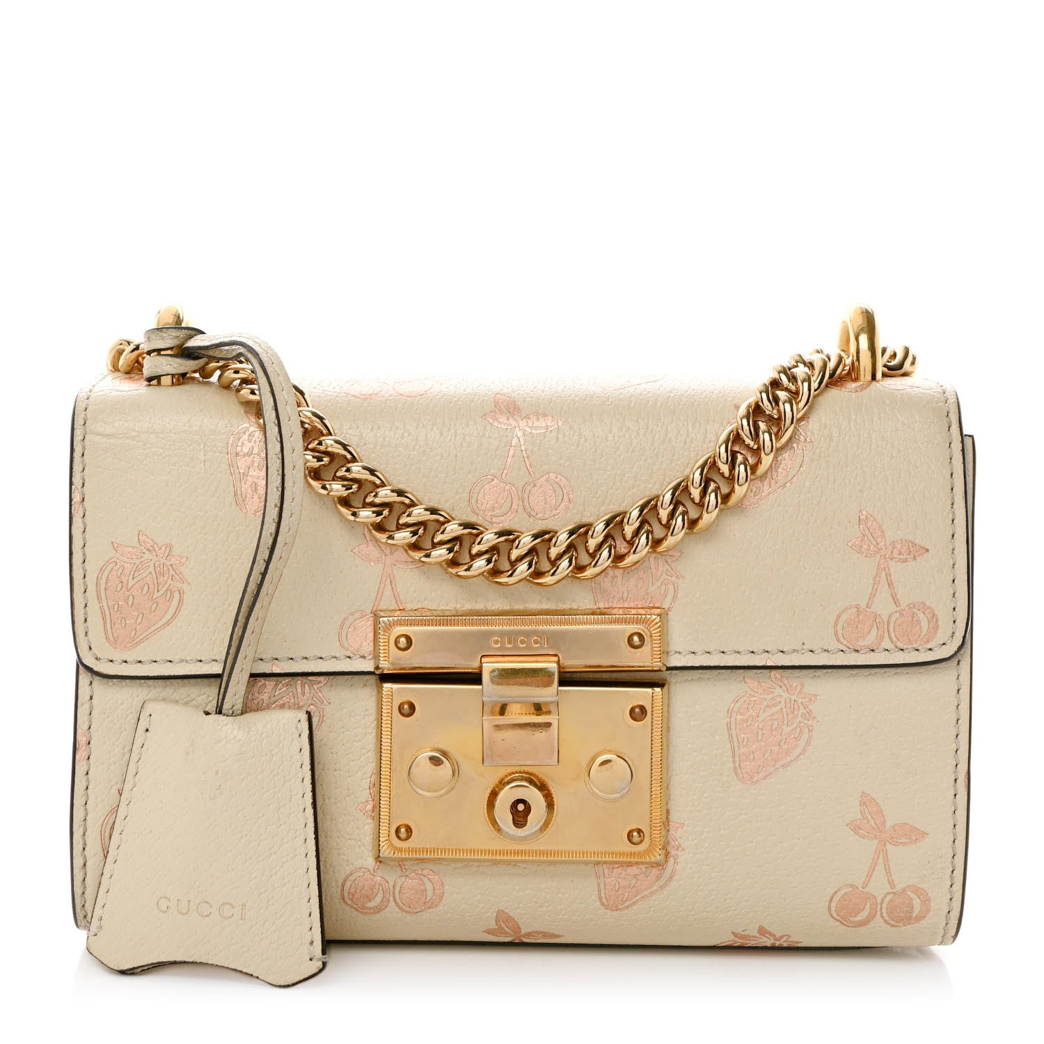 Gucci GG Supreme Monogram Strawberry Cherry Small Padlock Shoulder Bag Mystic White 1 of 11