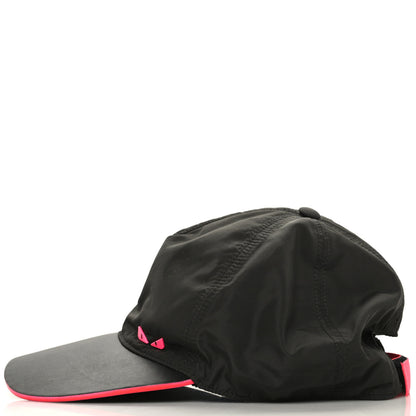 Fendi Nylon Vitello Monster Eyes Baseball Hat 58 Black Pink 4 of 7