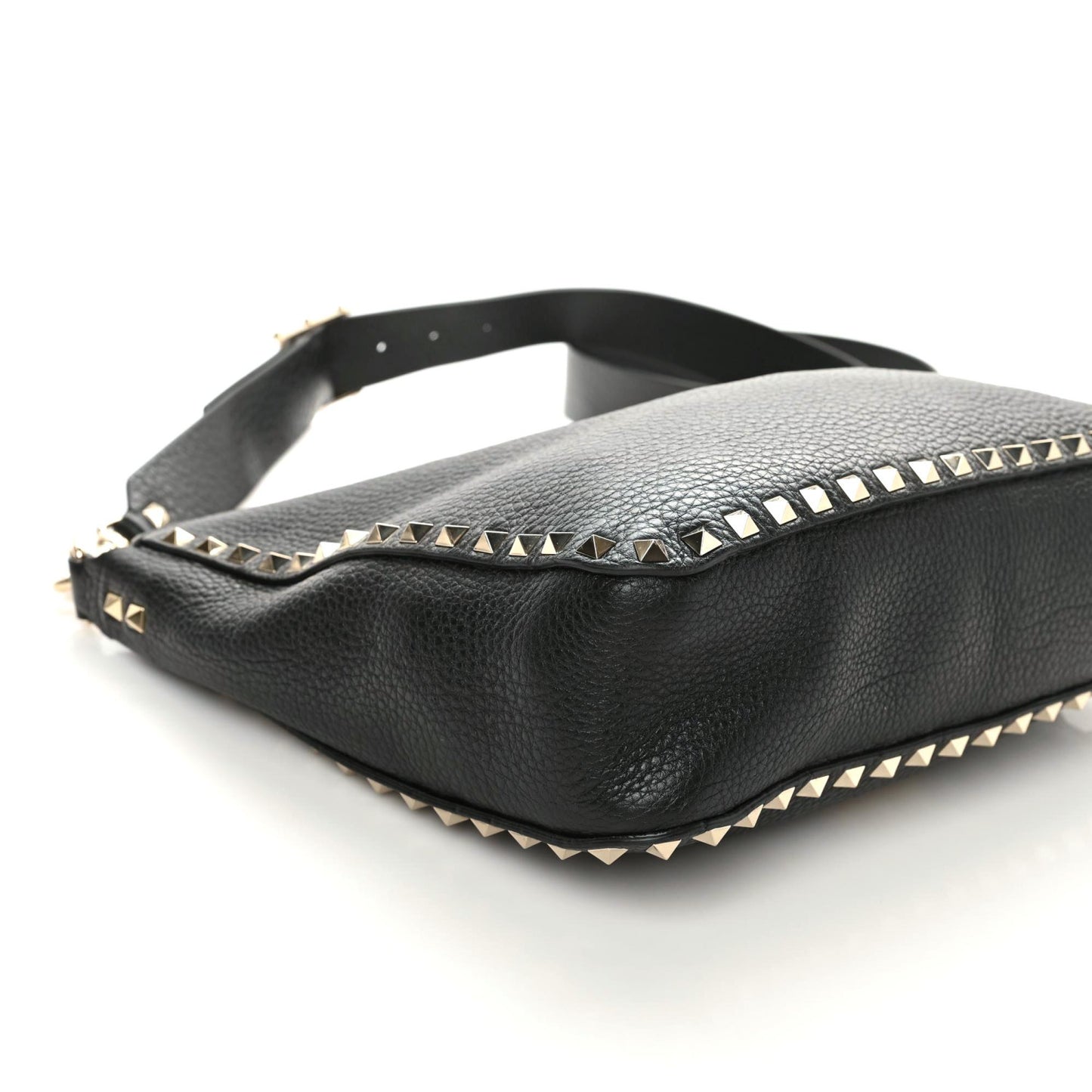 Pebbled Calfskin Large Rockstud Flip-Lock Messenger Bag Black