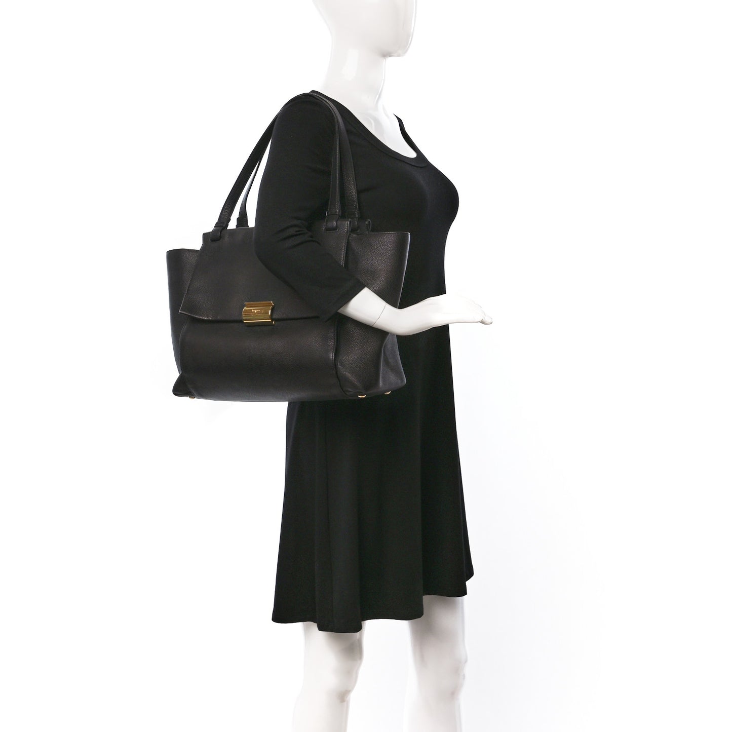 Grained Calfskin Bitter Pocket Tote Black