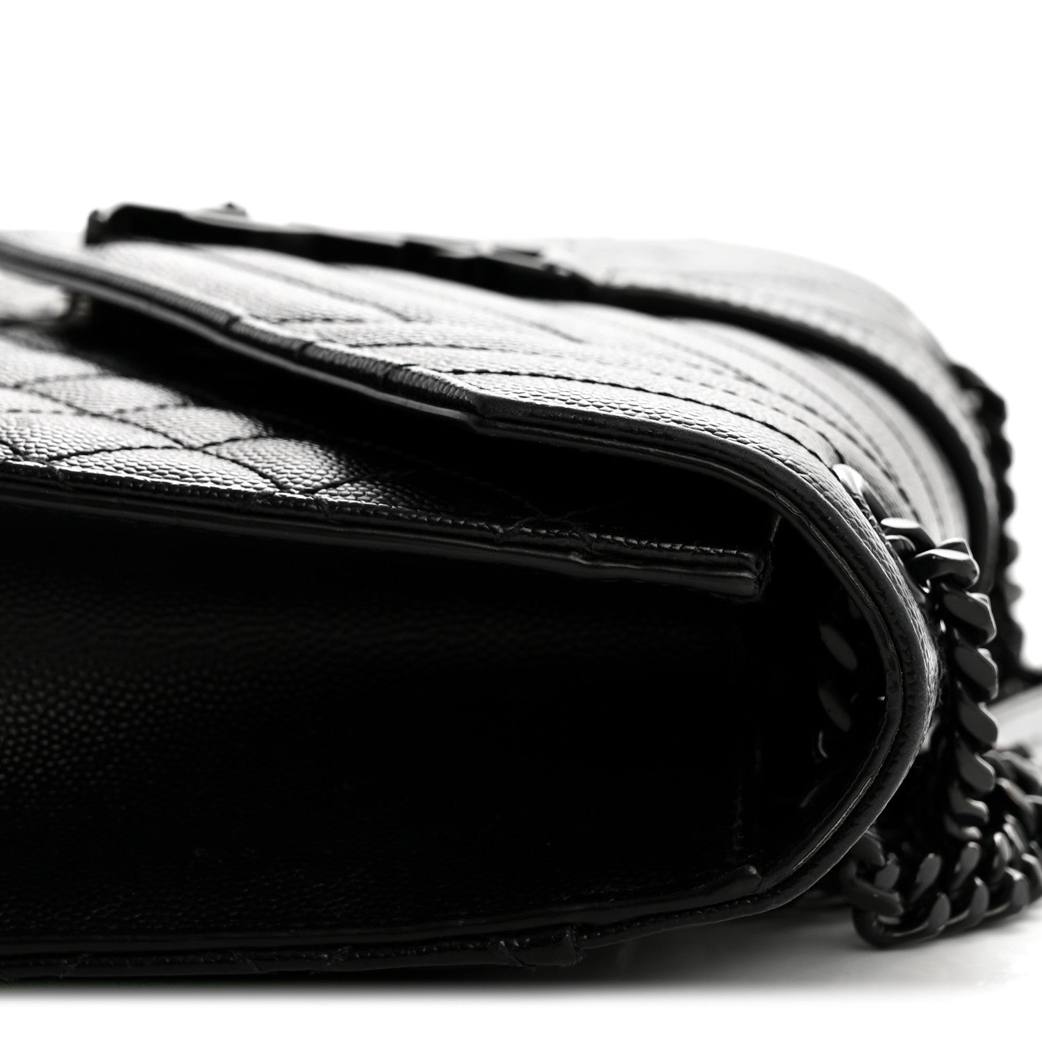 Saint Laurent Grain De Poudre Textured Mixed Matelasse Triquilt Medium Monogram Monochrome Satchel Black 13 of 13