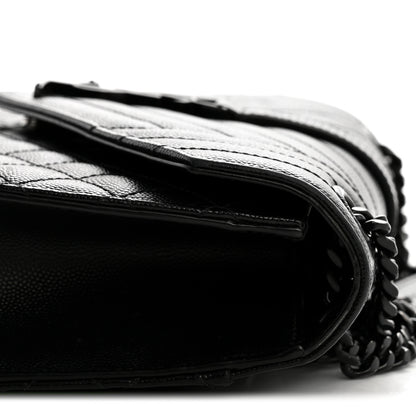 Saint Laurent Grain De Poudre Textured Mixed Matelasse Triquilt Medium Monogram Monochrome Satchel Black 13 of 13