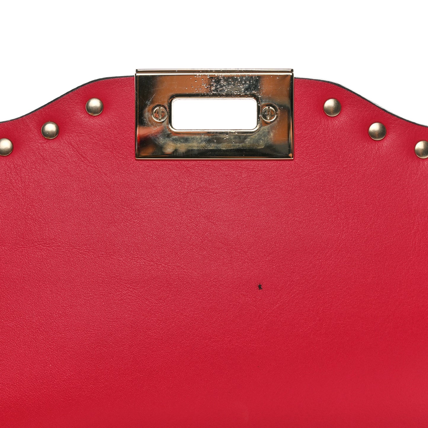 Vitello Rockstud Flip Lock Wristlet Clutch Deep Fuxia