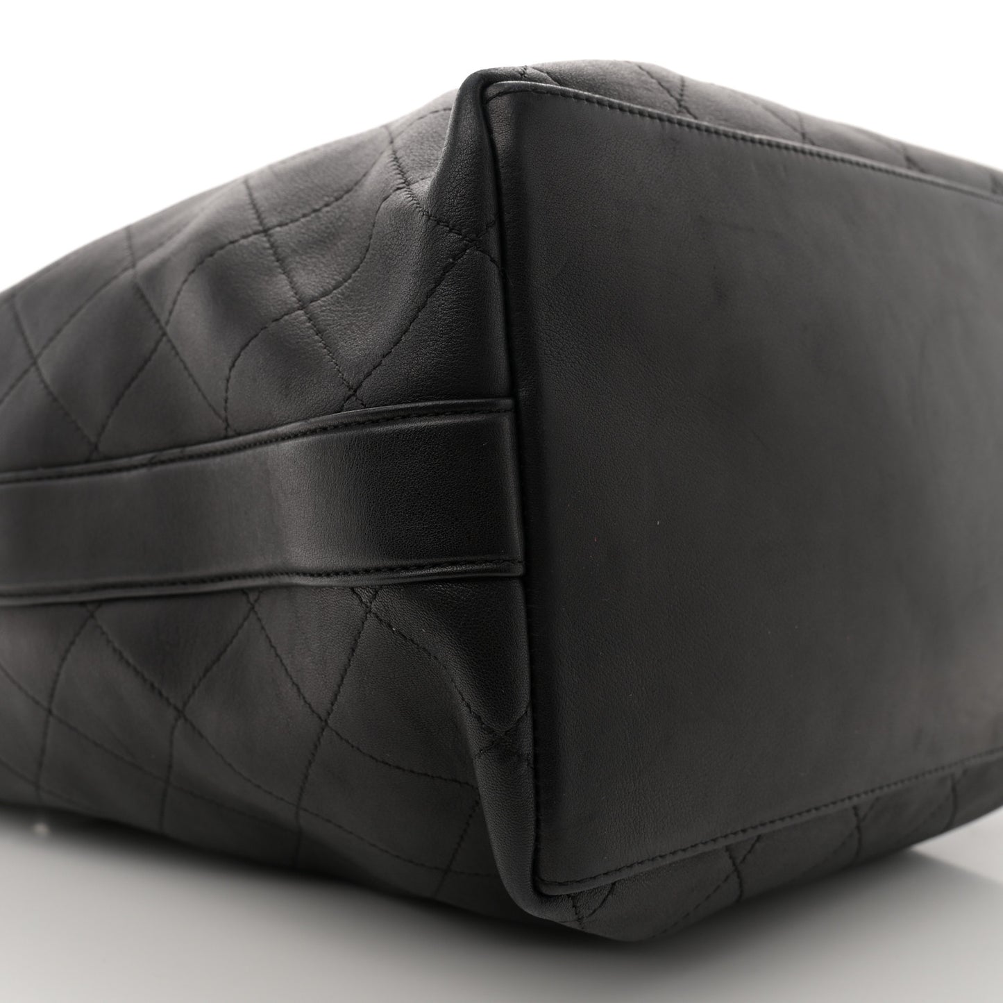 Calfskin Quilted Small On My Shoulder Drawstring Bag Black