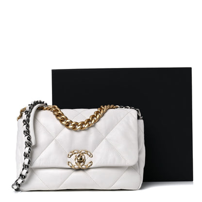 Chanel Shiny Crumpled Calfskin Quilted Medium Chanel 19 Flap White 10 of 10