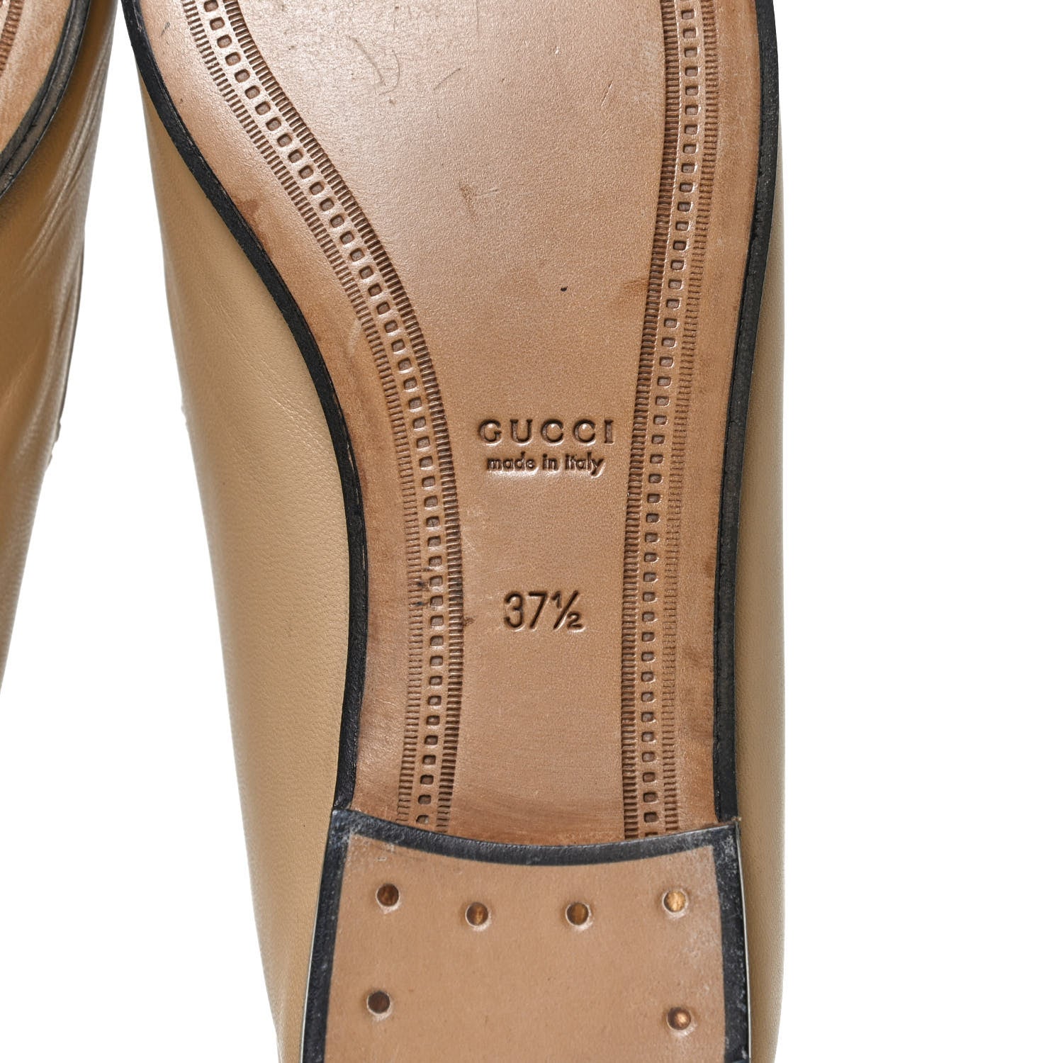 Gucci Lambskin Womens Brixton Horsebit Loafers 37.5 Wheat 8 of 13