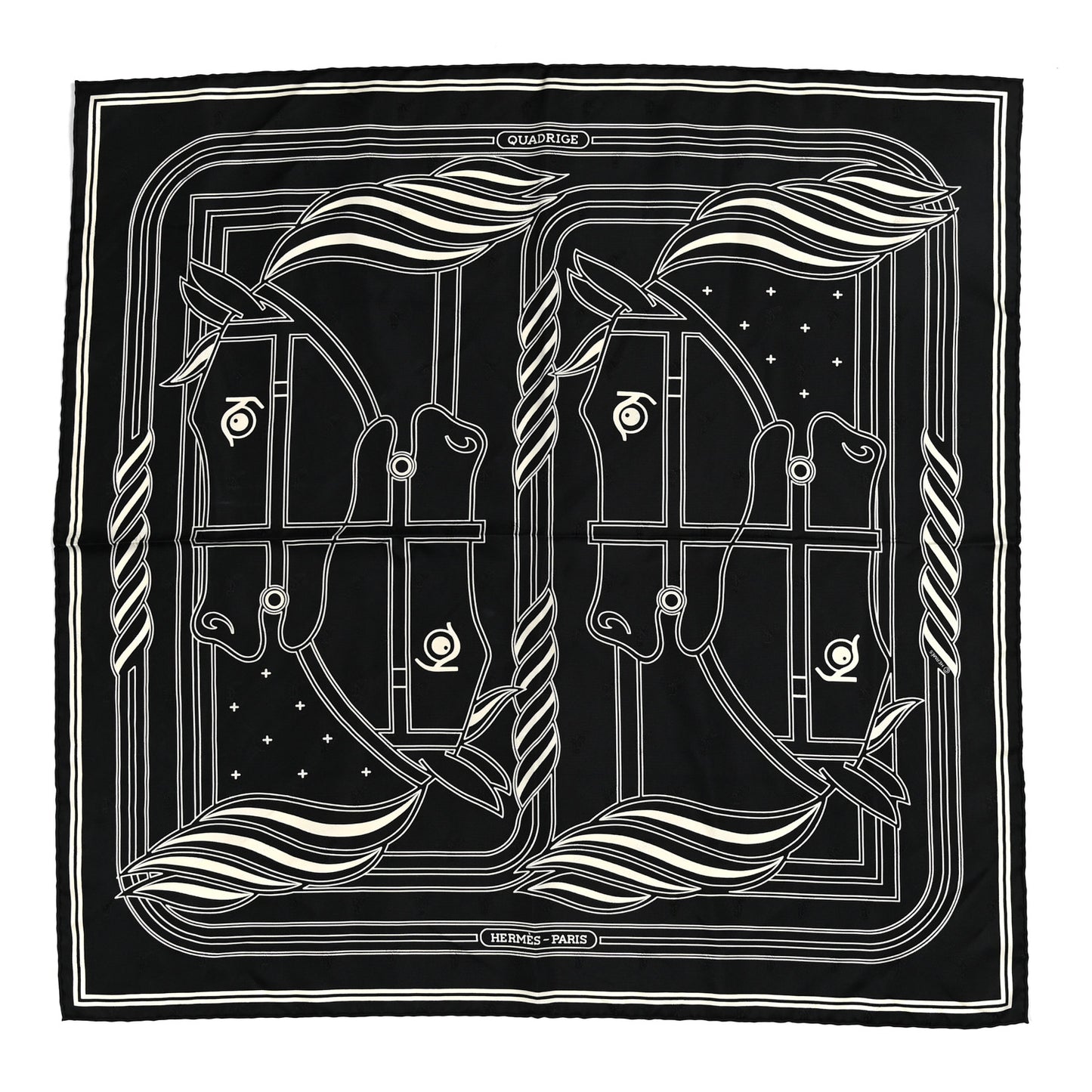 Silk Quadrige Au Fil Scarf 70 Black Creme