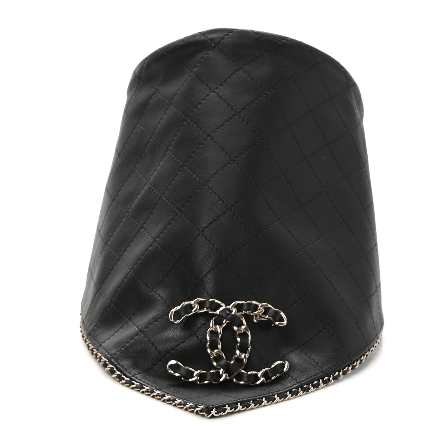 Lambskin Calfskin Chain CC Bandana Black Gold