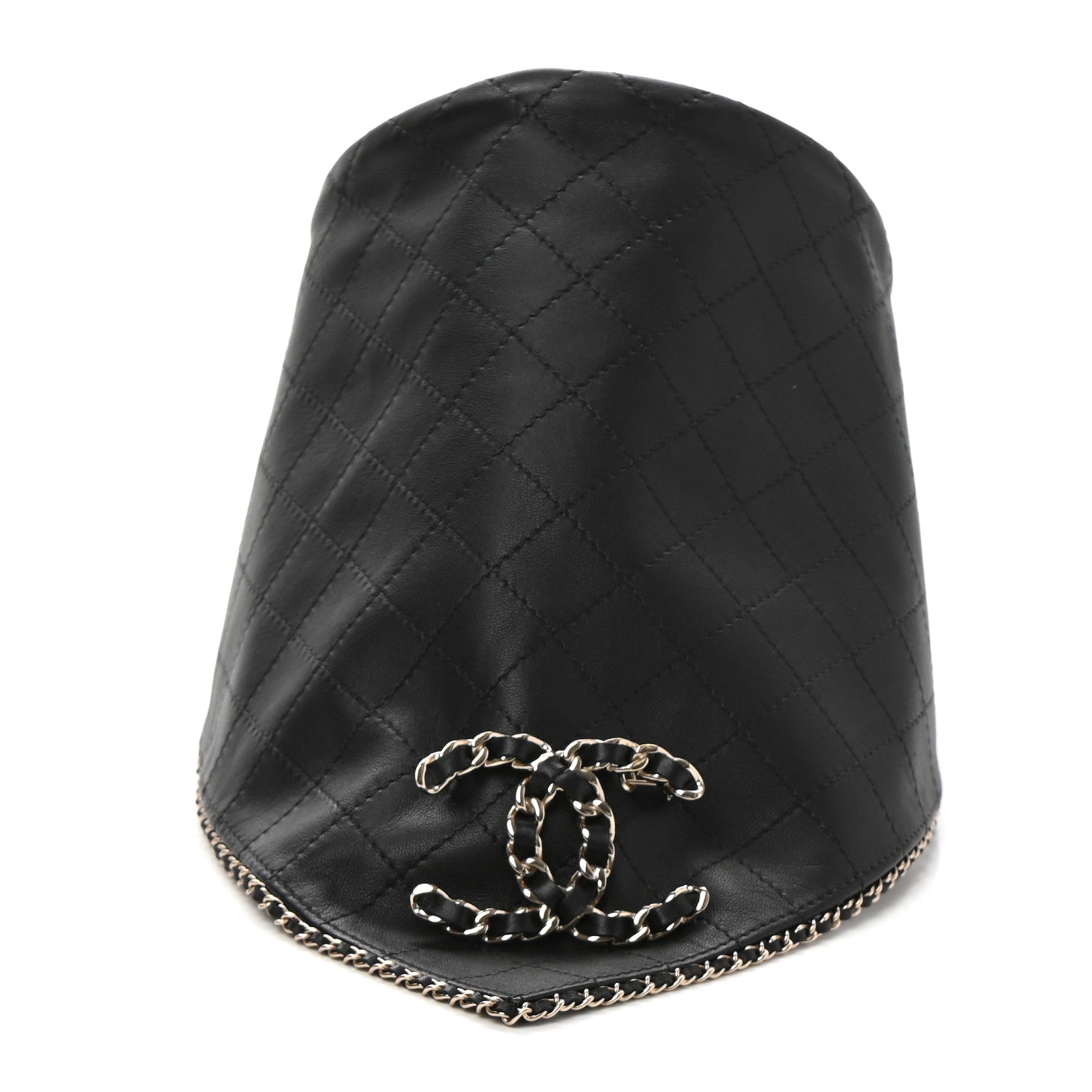 Chanel Lambskin Calfskin Chain CC Bandana Black Gold 1 of 11