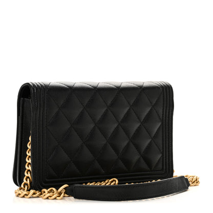 Chanel Caviar Quilted Boy Wallet On Chain WOC Black 3 of 11